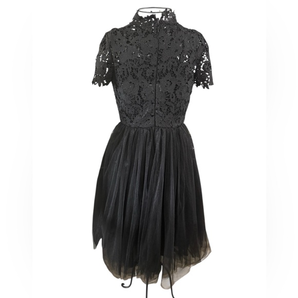 Chi Chi London Women's Bronte A-Line Lace Tulle Black Dress Size UK 8/US 4 - Picture 10 of 13